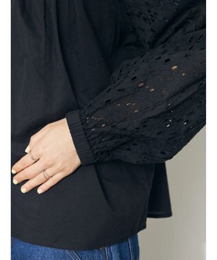 CRAFT STANDARD BOUTIQUE インド綿アイレット刺繍ブラウス Black