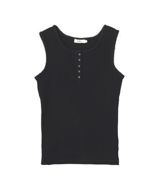 earth music&ecology 【綿100％】ピコミシンヘンリーネックタンクトップ Black