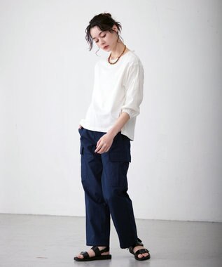 J.PRESS YORK STREET 【WOMEN】ファブリックスリーブ　プルオーバー ホワイト系