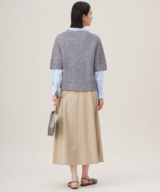 自由区 【洗える】カラーミックスメッシュリネン ニット ブルー系