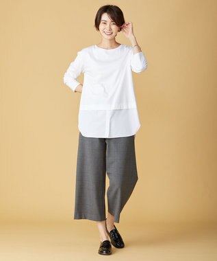 J.PRESS LADIES 【接触冷感・UVケア】レイヤードジャージー カットソー ホワイト系