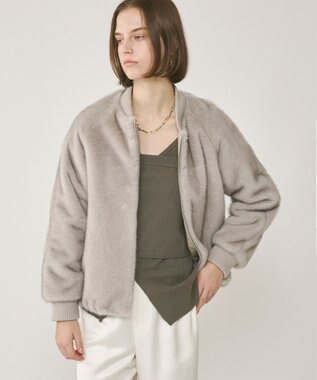 GRACE CONTINENTAL フェイクミンクファーブルゾン グレー