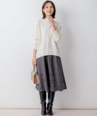 組曲 【8色展開・WEB限定】ウールカシミヤミックス ハイネック ニット パールホワイト系