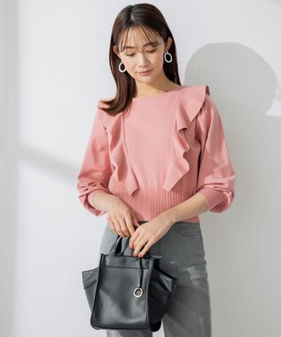 組曲 【洗える】Elenaラッフル ニット ピンク系