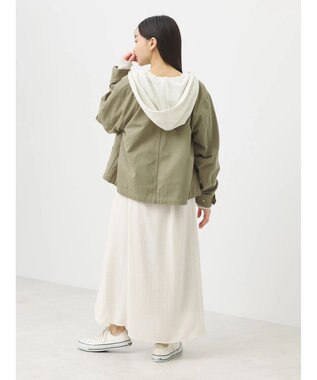 earth music&ecology パーカー付きミリタリーブルゾン Khaki