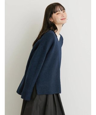 AMERICAN HOLIC ＭｉｘヤーンＶネックニットプルオーバー Navy