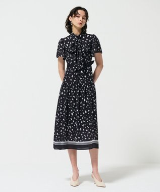 GRACE CONTINENTAL ハートレオパードプリントワンピース ブラック