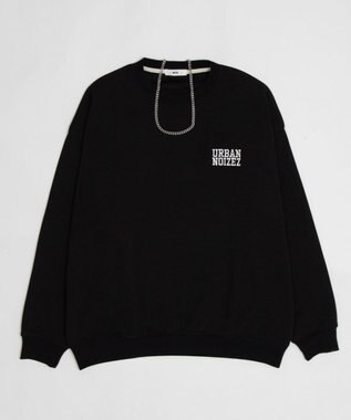 WEGO 【2点SET】アクセ付き裏シャギーグラフィックプルオーバー ブラック