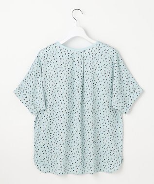 ANY SIS ジョーゼットフロントタック プルオーバー ライトブルー系幾何学柄