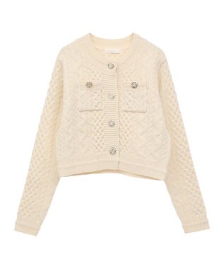 Green Parks ・ｓｗｉｎｇ　ｂｙ　ケーブルニットカーディガン Ivory