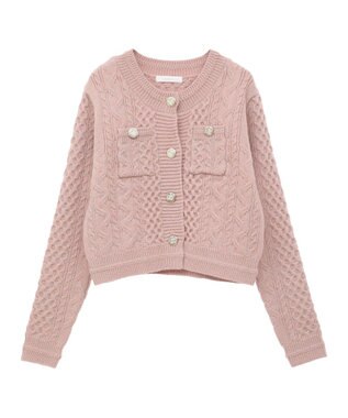 Green Parks ・ｓｗｉｎｇ　ｂｙ　ケーブルニットカーディガン Pink