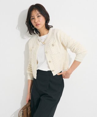 Green Parks ・ｓｗｉｎｇ　ｂｙ　ケーブルニットカーディガン Ivory