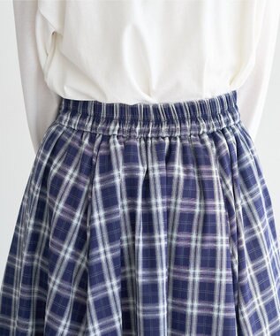 earth music&ecology イレヘムチェックシャツライクスカート Navy