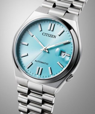 CITIZEN 【“TSUYOSA”Collection】スポーティなケース形状と腕なじみの良い3列バンドで付け心地の良さにもこだわったメカニカルウオッチ ブルー
