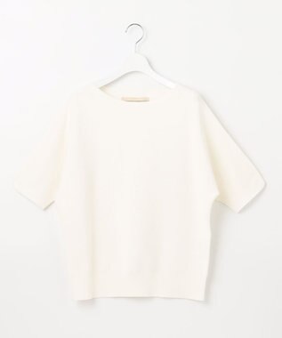 自由区 【洗える】コットンストレッチホールガーメント プルオーバー ニット ホワイト系