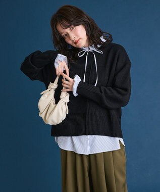 Green Parks フリルカラーインナーシャツ Stripe