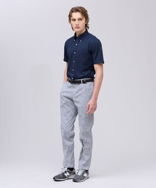J.PRESS MEN 【吸水速乾 / 抗菌防臭 / 遮熱 / 防シワ】【J.PRESS OXFORD JERSEY】カノコインレイ半袖 シャツ / B.D. ネイビー系