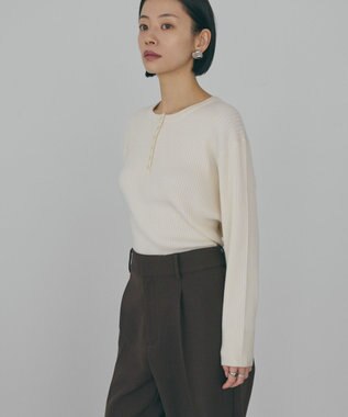 AMERICAN HOLIC バイパチヘンリーネックリブニットプルオーバー Ivory
