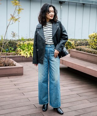 caqu スッキリ足長効果 ハイライズバギーシルエットデニム