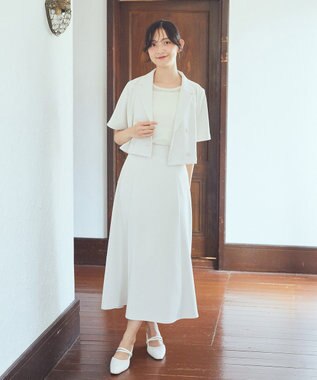 earth music&ecology ウエストリボンフレアスカート Ivory