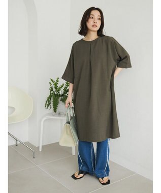 Green Parks 前後２ｗａｙミディ丈タックワンピース Khaki