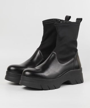 BONTRE 【BONTRE/ボントレ】厚底ストレッチミドルブーツ/40101-UA ブラック