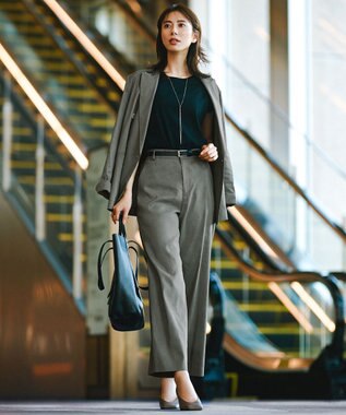 23区 L 【CLASSY.6月号掲載/洗える】リネンレーヨンストレッチ ワイドパンツ カーキ系