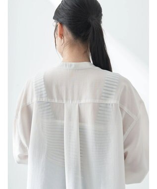 earth music&ecology シアーバンドカラーシャツ Off White