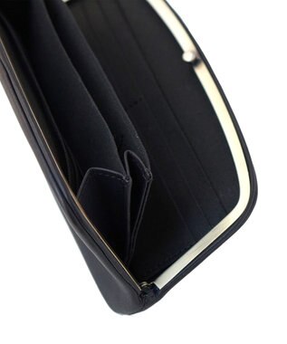 FOLNA RD ソフトレザーロング 天溝がま口 財布 ブラック
