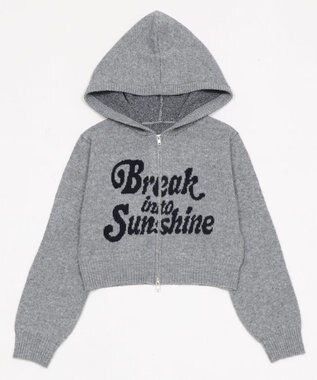 WEGO フラッフィーグラフィックジャガードニットZIPパーカー グレー