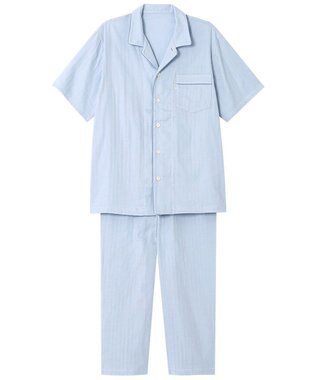 ワコール／睡眠科学 メンズ パジャマ 5分袖 半袖 9分丈 綿100%(天綿)(本体) 二重ガーゼ YGT145 睡眠科学／ワコール