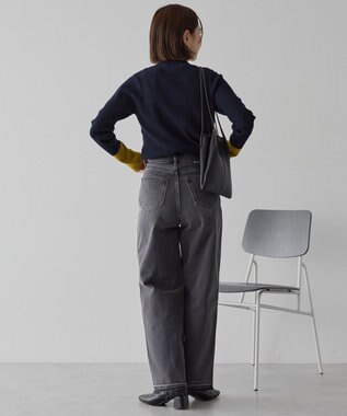 AMERICAN HOLIC バイパチ袖配色リブプルオーバー Dark Navy