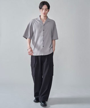 WEGO クレープオープンカラーシャツ（SS） ライトグレー