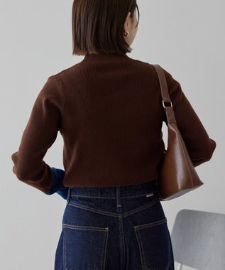 AMERICAN HOLIC バイパチ袖配色リブプルオーバー Brown