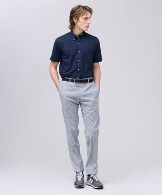 J.PRESS MEN 【吸水速乾 / 抗菌防臭 / 遮熱 / 防シワ】【J.PRESS OXFORD JERSEY】カノコインレイ半袖 シャツ / B.D. ネイビー系