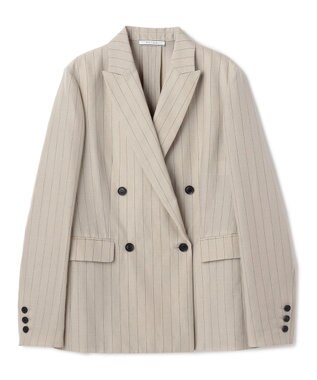 BEIGE， ERYTH / リネンストライプダブルジャケット Flax × Bordeaux