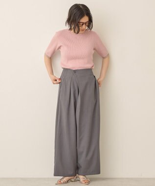 AMERICAN HOLIC 袖口バイカラー半袖ニットプルオーバー Pink