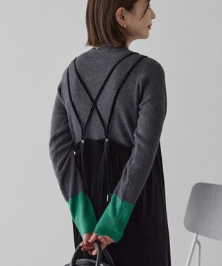 AMERICAN HOLIC バイパチ袖配色リブプルオーバー Charcoal Gray