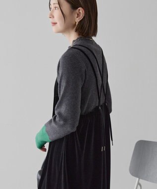 AMERICAN HOLIC バイパチ袖配色リブプルオーバー Charcoal Gray