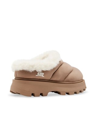 STEVE MADDEN FIRE PLACE 厚底キルティングファーシューズ タン