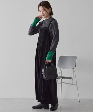 AMERICAN HOLIC バイパチ袖配色リブプルオーバー Charcoal Gray