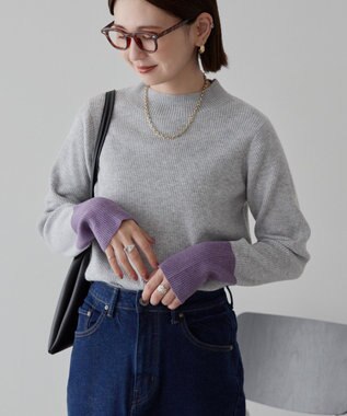 AMERICAN HOLIC バイパチ袖配色リブプルオーバー Light Gray