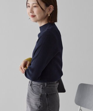 AMERICAN HOLIC バイパチ袖配色リブプルオーバー Dark Navy