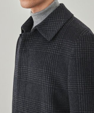 GOTAIRIKU アンゴラビーバー ステンカラーコート ライトグレー系4(格子)