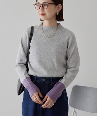 AMERICAN HOLIC バイパチ袖配色リブプルオーバー Light Gray