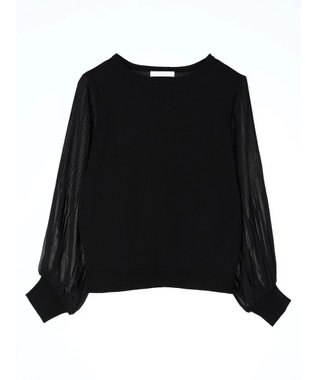 Green Parks プリーツ袖ニットプルオーバー Black