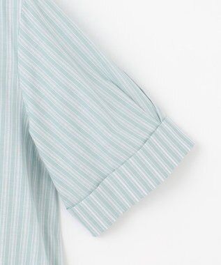 J.PRESS LADIES 【洗える】BEZ 空羽ストライプ クルーネック ブラウス アクアグリーン系