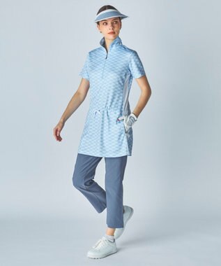 FILA GOLF／marie claire 【Marie claire sports】ロゴ柄ハーフジップチュニック ライトブルー