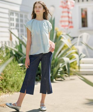 組曲 KIDS 【150-160㎝】フレアーデニムニット パンツ ネイビー系