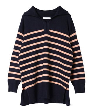 AMERICAN HOLIC バイパチ衿付きニットチュニック Navy